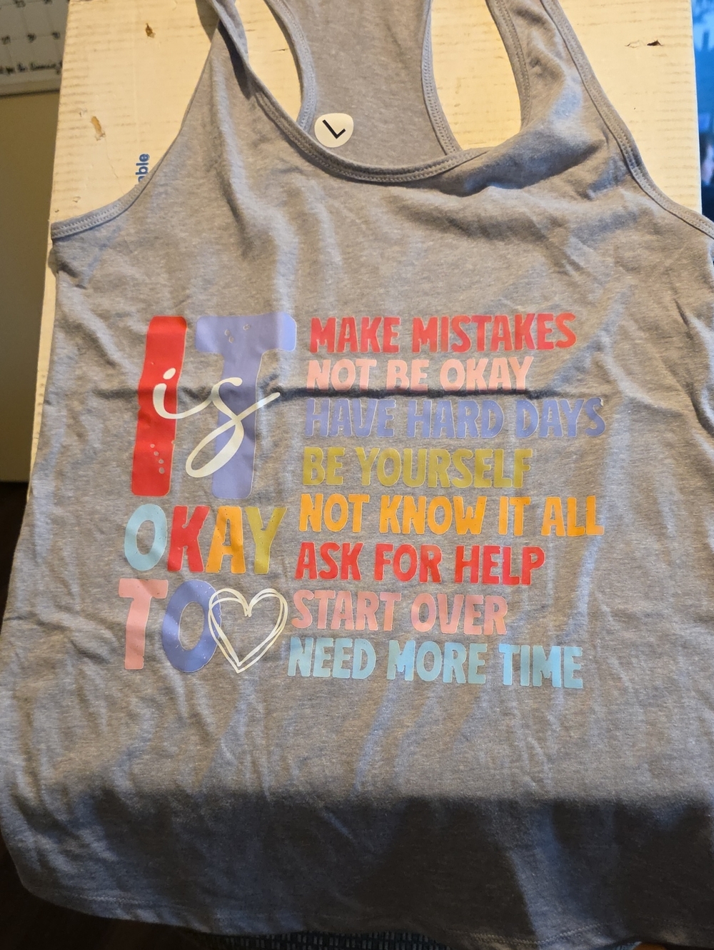 Gray Graphic Tank Top - Positive Message